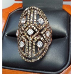 $2,550 2.10Ct White & Fancy Brown Diamond Ring 14k Rose Gold